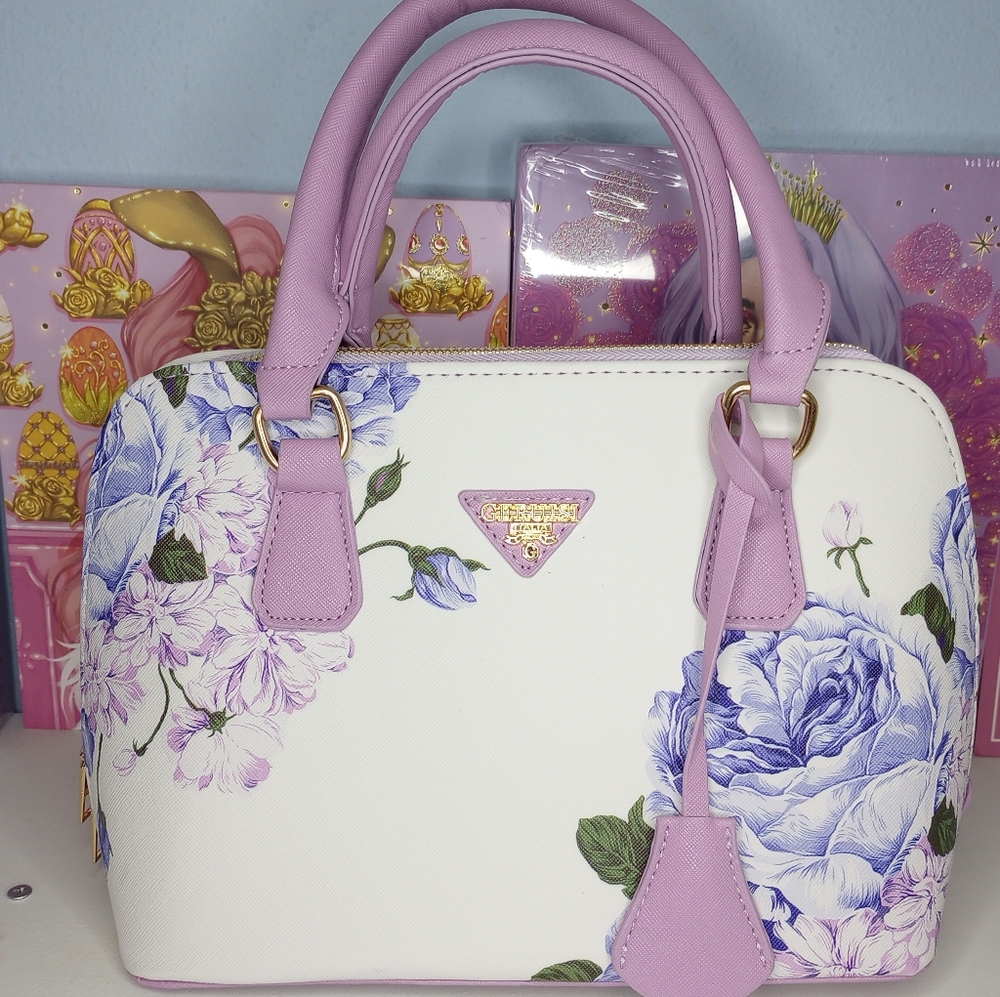 Lilac and Blue Leather Crossbody